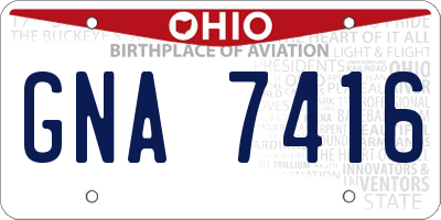 OH license plate GNA7416
