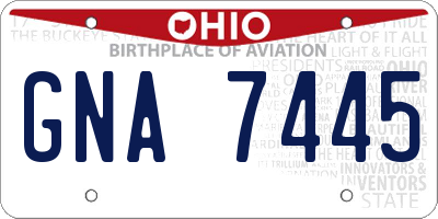 OH license plate GNA7445
