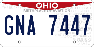 OH license plate GNA7447