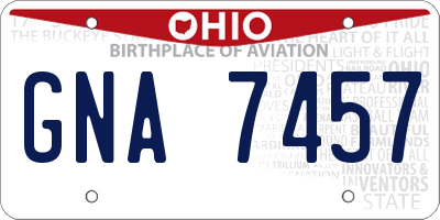 OH license plate GNA7457