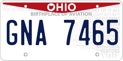 OH license plate GNA7465