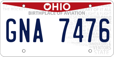 OH license plate GNA7476