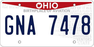 OH license plate GNA7478