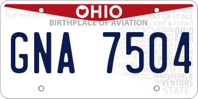 OH license plate GNA7504