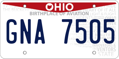 OH license plate GNA7505