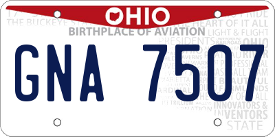 OH license plate GNA7507