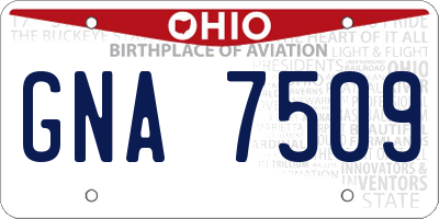 OH license plate GNA7509