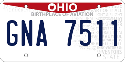 OH license plate GNA7511