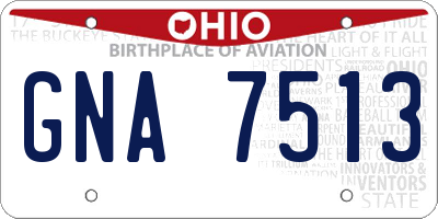 OH license plate GNA7513