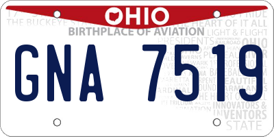 OH license plate GNA7519