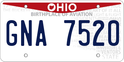 OH license plate GNA7520