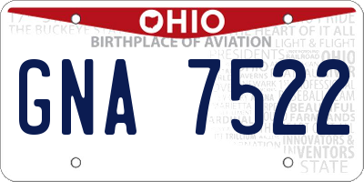 OH license plate GNA7522