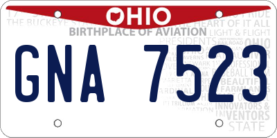 OH license plate GNA7523