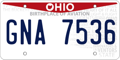 OH license plate GNA7536