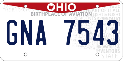 OH license plate GNA7543