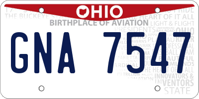 OH license plate GNA7547