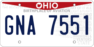 OH license plate GNA7551