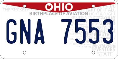 OH license plate GNA7553