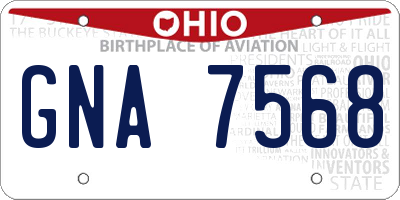 OH license plate GNA7568