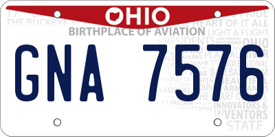 OH license plate GNA7576
