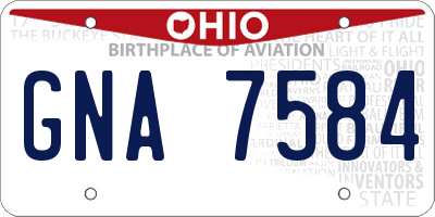 OH license plate GNA7584