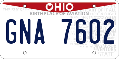 OH license plate GNA7602