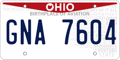OH license plate GNA7604