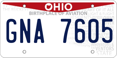 OH license plate GNA7605
