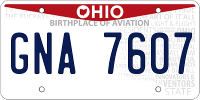 OH license plate GNA7607