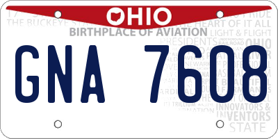 OH license plate GNA7608