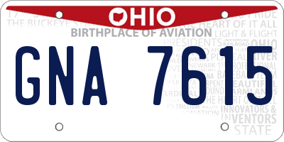 OH license plate GNA7615