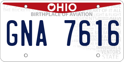 OH license plate GNA7616