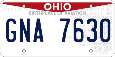 OH license plate GNA7630