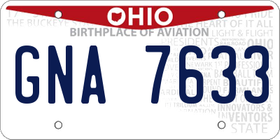 OH license plate GNA7633