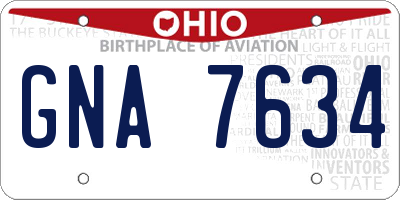 OH license plate GNA7634