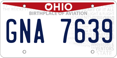 OH license plate GNA7639