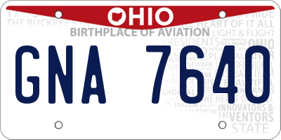 OH license plate GNA7640