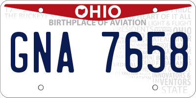 OH license plate GNA7658