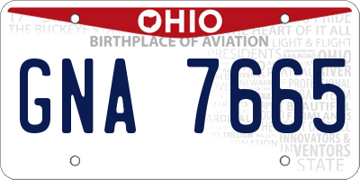 OH license plate GNA7665