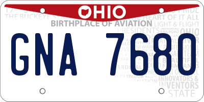 OH license plate GNA7680