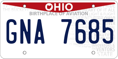 OH license plate GNA7685