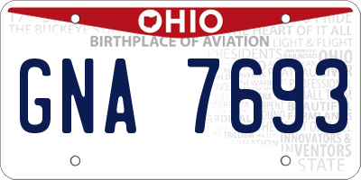 OH license plate GNA7693