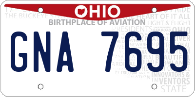 OH license plate GNA7695