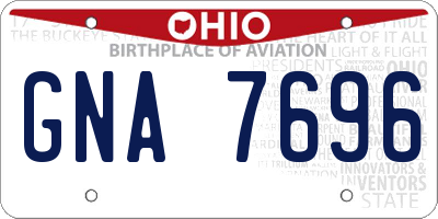 OH license plate GNA7696