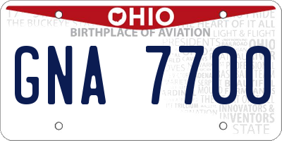 OH license plate GNA7700