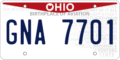 OH license plate GNA7701