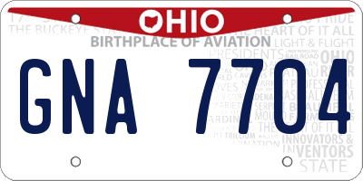 OH license plate GNA7704