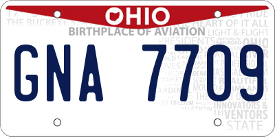 OH license plate GNA7709