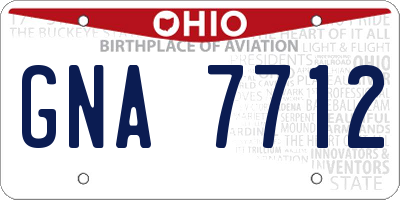 OH license plate GNA7712