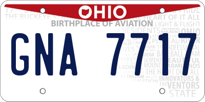 OH license plate GNA7717